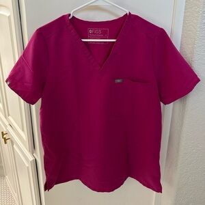 Figs V-Neck Scrub Top in Magenta